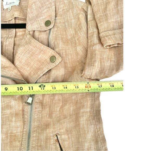 Loft Lou & Grey Women’s Jacket Small 100% Linen Moto Lightweight Blush Coral - Picture 8 of 9